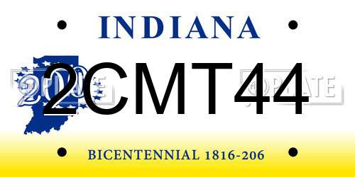 2CMT44 Indiana License Plate
