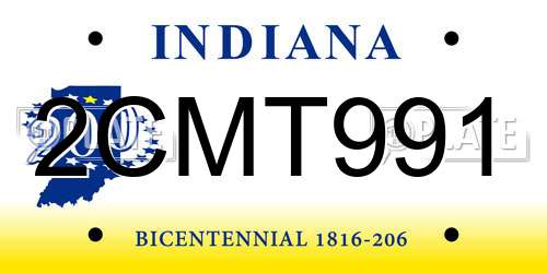 2CMT991 Indiana License Plate