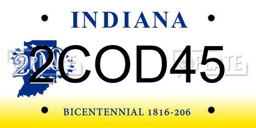 2COD45 Indiana License Plate
