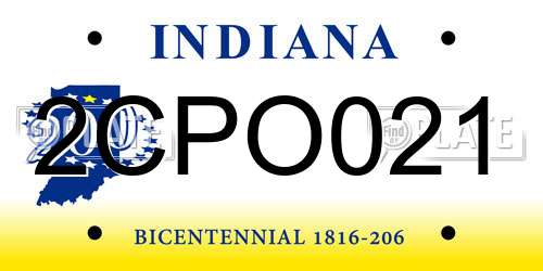 2CPO021 Indiana License Plate