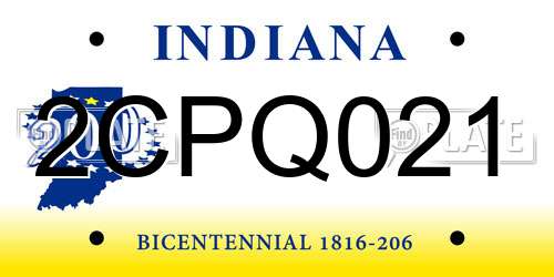 2CPQ021 Indiana License Plate