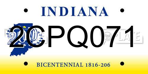 2CPQ071 Indiana License Plate