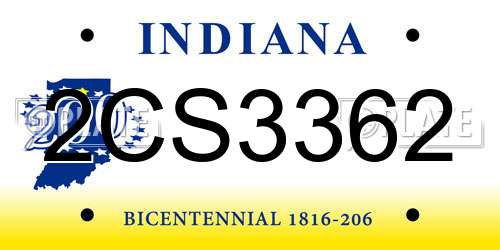 2CS3362 Indiana License Plate