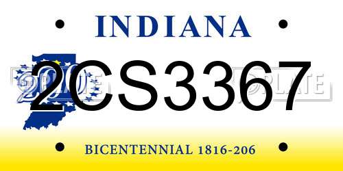 2CS3367 Indiana License Plate