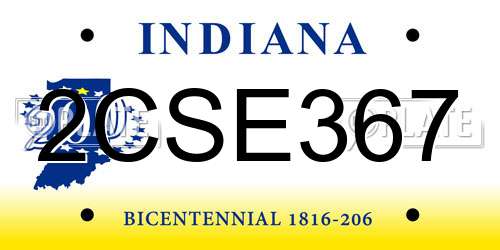 2CSE367 Indiana License Plate