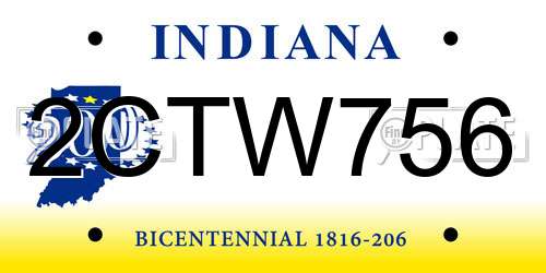 2CTW756 Indiana License Plate