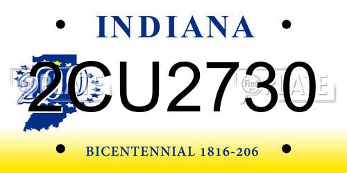 2CU2730 Indiana License Plate