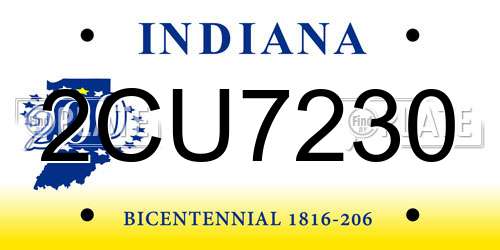 2CU7230 Indiana License Plate