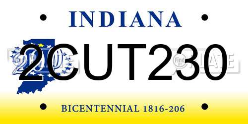 2CUT230 Indiana License Plate