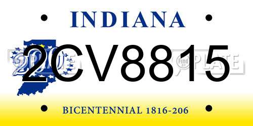 2CV8815 Indiana License Plate