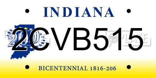 2CVB515 Indiana License Plate