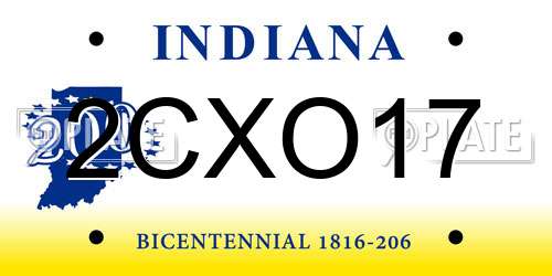 2CXO17 Indiana License Plate