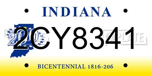 2CY8341 Indiana License Plate