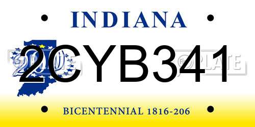 2CYB341 Indiana License Plate