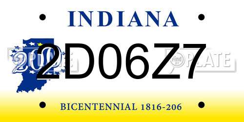 2D06Z7 Indiana License Plate