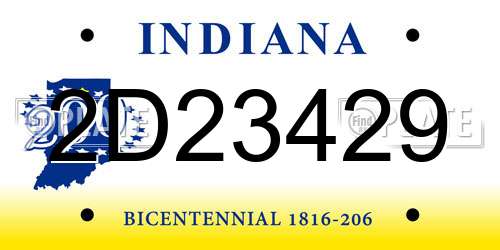 2D23429 Indiana License Plate