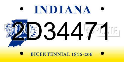 2D34471 Indiana License Plate