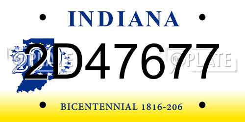 2D47677 Indiana License Plate