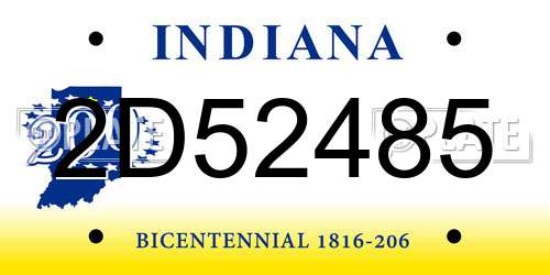 2D52485 Indiana License Plate