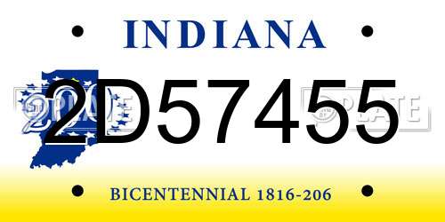 2D57455 Indiana License Plate