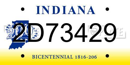2D73429 Indiana License Plate