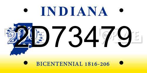 2D73479 Indiana License Plate