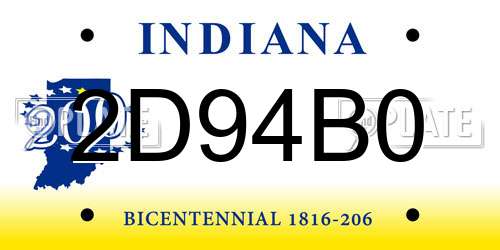2D94B0 Indiana License Plate