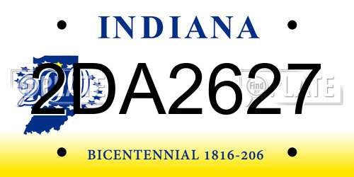 2DA2627 Indiana License Plate