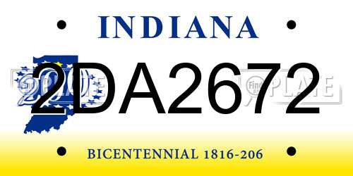 2DA2672 Indiana License Plate