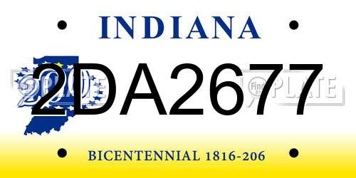 2DA2677 Indiana License Plate