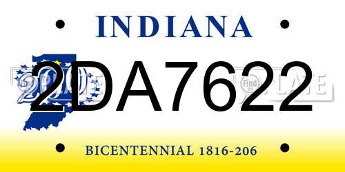 2DA7622 Indiana License Plate