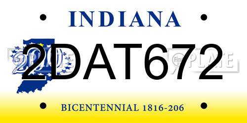 2DAT672 Indiana License Plate