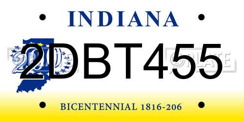 2DBT455 Indiana License Plate