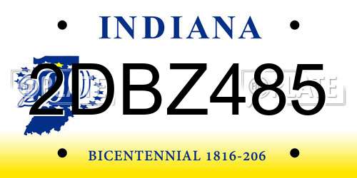 2DBZ485 Indiana License Plate