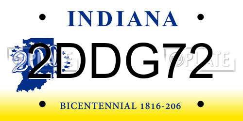 2DDG72 Indiana License Plate