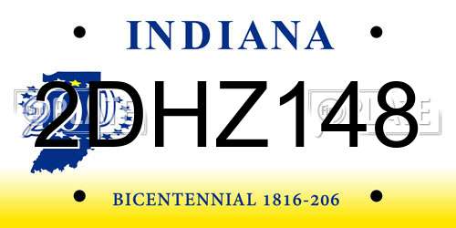 2DHZ148 Indiana License Plate