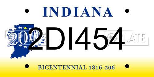 2DI454 Indiana License Plate
