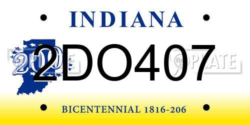 2DO407 Indiana License Plate