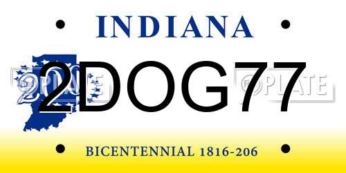 2DOG77 Indiana License Plate