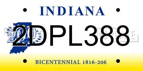 2DPL388 Indiana License Plate