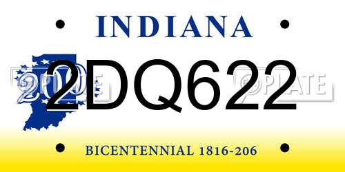 2DQ622 Indiana License Plate