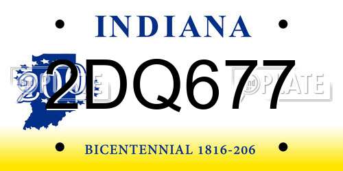 2DQ677 Indiana License Plate