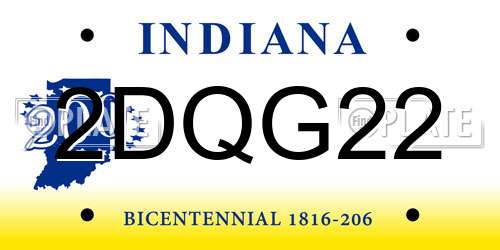 2DQG22 Indiana License Plate