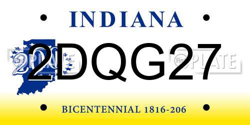 2DQG27 Indiana License Plate