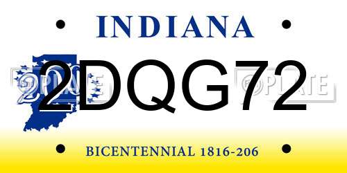 2DQG72 Indiana License Plate