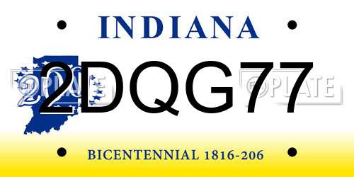 2DQG77 Indiana License Plate