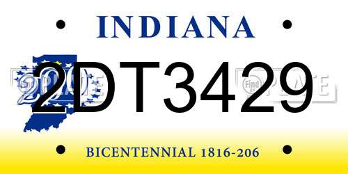 2DT3429 Indiana License Plate