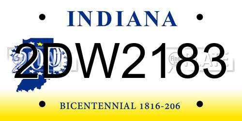 2DW2183 Indiana License Plate