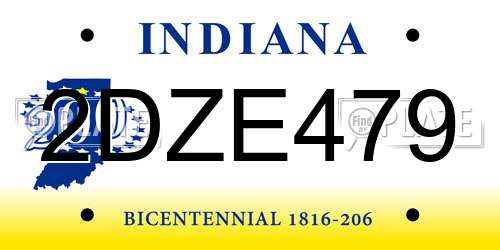 2DZE479 Indiana License Plate