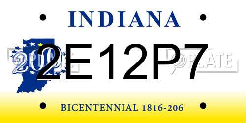 2E12P7 Indiana License Plate